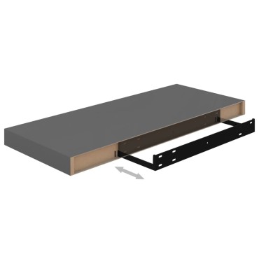 vidaXL Ράφι Τοίχου Γυαλιστερό Γκρι 60x23,5x3,8cm MDF 1 τεμ.
