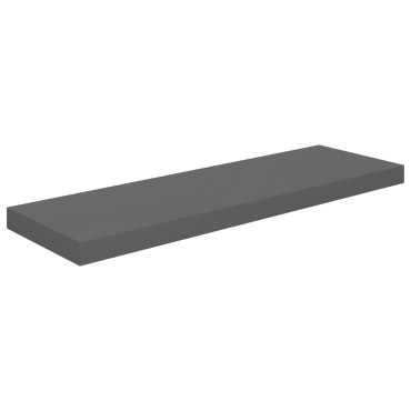 vidaXL Ράφι Τοίχου Γυαλιστερό Γκρι 80x23,5x3,8cm MDF 1 τεμ.