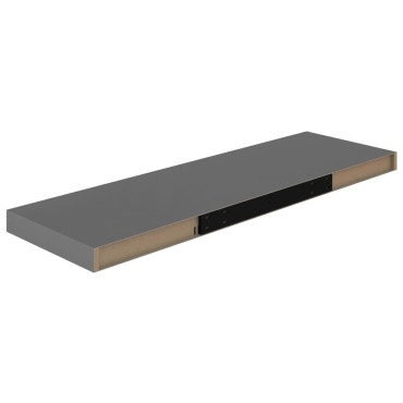 vidaXL Ράφι Τοίχου Γυαλιστερό Γκρι 80x23,5x3,8cm MDF 1 τεμ.