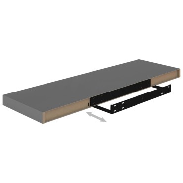 vidaXL Ράφι Τοίχου Γυαλιστερό Γκρι 80x23,5x3,8cm MDF 1 τεμ.