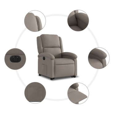 vidaXL Πολυθρόνα Ηλεκτρική Ανακλ.Taupe Υφασμάτινη 71x86,5x99,5cm 1 τεμ.