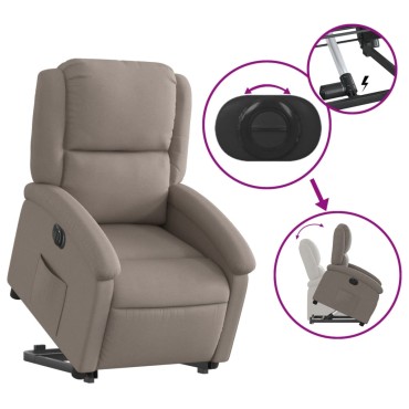 vidaXL Πολυθρόνα Ηλεκτρική Ανακλ.Taupe Υφασμάτινη 71x86,5x99,5cm 1 τεμ.