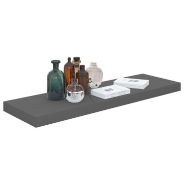 vidaXL Ράφια Τοίχου Γυαλιστερά Γκρι 4 τεμ. 80x23,5x3,8cm MDF