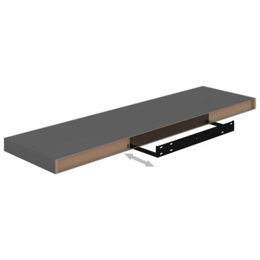 vidaXL Ράφια Τοίχου Γυαλιστερά Γκρι 2 τεμ. 90x23,5x3,8cm MDF