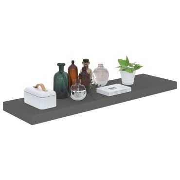 vidaXL Ράφια Τοίχου Γυαλιστερά Γκρι 4 τεμ. 90x23,5x3,8cm MDF
