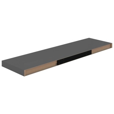 vidaXL Ράφια Τοίχου Γυαλιστερά Γκρι 4 τεμ. 90x23,5x3,8cm MDF