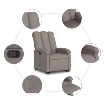 vidaXL Πολυθρόνα Ανακλινόμενη με Ανύψωση Χρώμα Taupe Υφασμάτινη 70x93x101cm 1 τεμ.