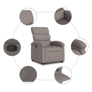vidaXL Πολυθρόνα Ανακλινόμενη με Ανύψωση Χρώμα Taupe Υφασμάτινη 70x92x99,5cm 1 τεμ.