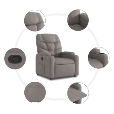 vidaXL Πολυθρόνα Ανακλινόμενη με Ανύψωση Χρώμα Taupe Υφασμάτινη 1 τεμ.