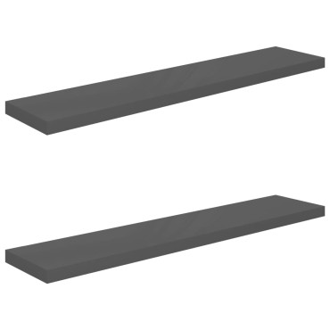 vidaXL Ράφια Τοίχου Γυαλιστερά Γκρι 2 τεμ. 120x23,5x3,8cm MDF