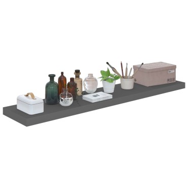 vidaXL Ράφια Τοίχου Γυαλιστερά Γκρι 4 τεμ. 120x23,5x3,8cm MDF