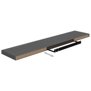 vidaXL Ράφια Τοίχου Γυαλιστερά Γκρι 4 τεμ. 120x23,5x3,8cm MDF