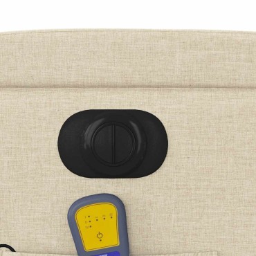 vidaXL Πολυθρόνα Μασάζ Ανακλινόμενη με Ανύψωση Κρεμ Υφασμάτινη 74x88x97cm 1 τεμ.