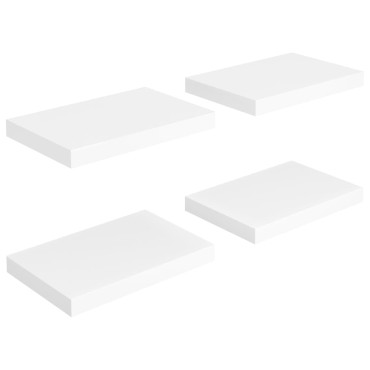 vidaXL Ράφια Τοίχου 4 τεμ. Άσπρα 40x23x3,8cm MDF