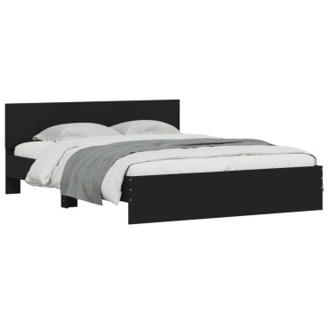 vidaXL Πλαίσιο Κρεβατιού με Κεφαλάρι Μαύρο 140 x 200 εκ.