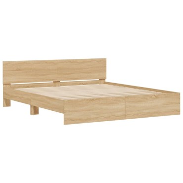 vidaXL Πλαίσιο Κρεβατιού με Κεφαλάρι Sonoma Δρυς 160 x 200 εκ.