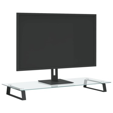 vidaXL Βάση Οθόνης Μαύρη 80x35x8 εκ. από Ψημένο Γυαλί και Μέταλλο