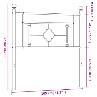 vidaXL Κεφαλάρι Μαύρο Μεταλλικό 105x3x97cm 1 τεμ.