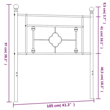 vidaXL Κεφαλάρι Μαύρο Μεταλλικό 105x3x97cm 1 τεμ.
