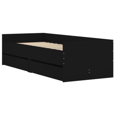 vidaXL Πλαίσιο Κρεβατιού με Συρτάρια Μαύρο 90x200 εκ