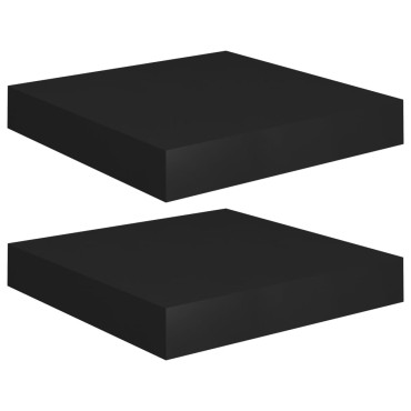 vidaXL Ράφια Τοίχου 2 τεμ. Μαύρα 23x23,5x3,8cm MDF