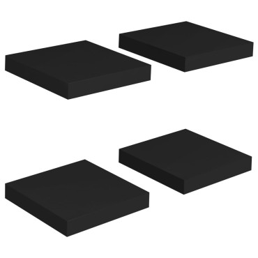 vidaXL Ράφια Τοίχου 4 τεμ. Μαύρα 23x23,5x3,8cm MDF
