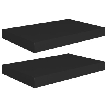 vidaXL Ράφια Τοίχου 2 τεμ. Μαύρα 40x23x3,8cm MDF