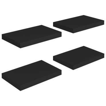 vidaXL Ράφια Τοίχου 4 τεμ. Μαύρα 40x23x3,8cm MDF