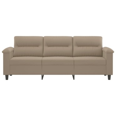 vidaXL Καναπές Τριθέσιος Taupe Ύφασμα Μακροϊνών 210x77x80cm 1 τεμ.