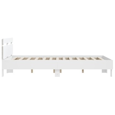 vidaXL Πλαίσιο Κρεβατιού με Κεφαλάρι/LED Λευκό 140 x 200 εκ