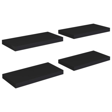 vidaXL Ράφια Τοίχου 4 τεμ. Μαύρα 50x23x3,8cm MDF