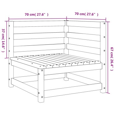 vidaXL Καναπές Κήπου Γωνιακός Καφέ 70x70x67cm από Μασίφ Ξύλο Πεύκου 1 τεμ.