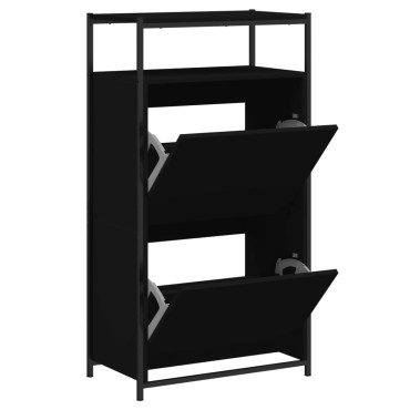vidaXL Παπουτσοθήκη Μαύρη 60x34x112cm από Επεξεργασμένο Ξύλο