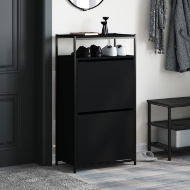 vidaXL Παπουτσοθήκη Μαύρη 60x34x112cm από Επεξεργασμένο Ξύλο