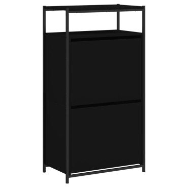 vidaXL Παπουτσοθήκη Μαύρη 60x34x112cm από Επεξεργασμένο Ξύλο