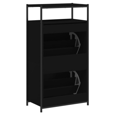 vidaXL Παπουτσοθήκη Μαύρη 60x34x112cm από Επεξεργασμένο Ξύλο