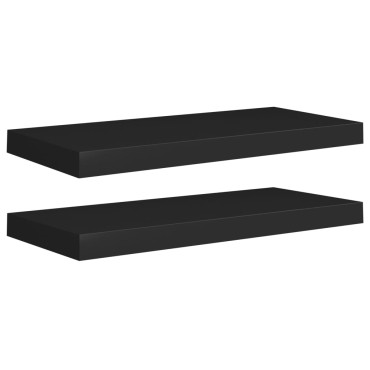 vidaXL Ράφια Τοίχου 2 τεμ. Μαύρα 60x23,5x3,8cm MDF