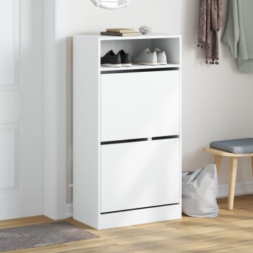 vidaXL Παπουτσοθήκη Λευκή 60x34x116cm από Επεξεργασμένο Ξύλο