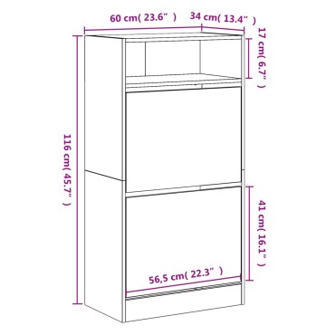 vidaXL Παπουτσοθήκη Λευκή 60x34x116cm από Επεξεργασμένο Ξύλο