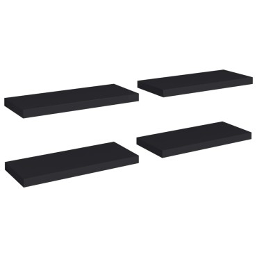 vidaXL Ράφια Τοίχου 4 τεμ. Μαύρα 60x23,5x3,8cm MDF