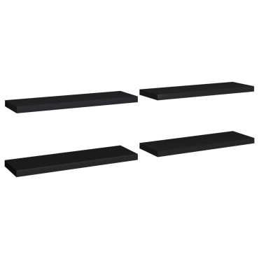 vidaXL Ράφια Τοίχου 4 τεμ. Μαύρα 80x23,5x3,8cm MDF