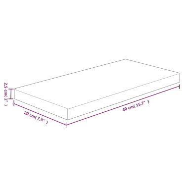 vidaXL Ράφι 40x20x2,5cm από Ακατέργαστο Μασίφ Ξύλο Δρυός 1 τεμ.