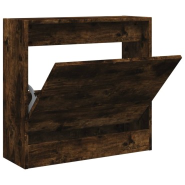 vidaXL Παπουτσοθήκη Καπνιστή Δρυς 60x21x57cm από Επεξεργασμένο Ξύλο