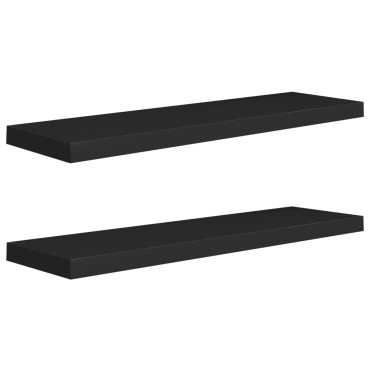 vidaXL Ράφια Τοίχου 2 τεμ. Μαύρα 90x23,5x3,8cm MDF