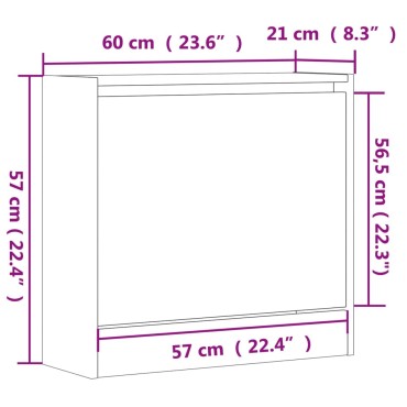 vidaXL Παπουτσοθήκη Γκρι Σκυροδέματος 60x21x57cm Επεξεργασμένο Ξύλο