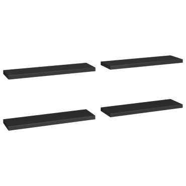 vidaXL Ράφια Τοίχου 4 τεμ. Μαύρα 90x23,5x3,8cm MDF