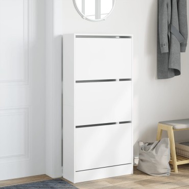 vidaXL Παπουτσοθήκη Λευκή 60x21x125,5cm από Επεξεργασμένο Ξύλο