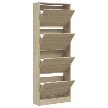 vidaXL Παπουτσοθήκη Sonoma Δρυς 60x21x163,5cm από Επεξεργασμένο Ξύλο