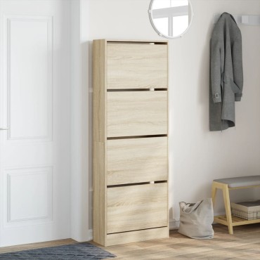vidaXL Παπουτσοθήκη Sonoma Δρυς 60x21x163,5cm από Επεξεργασμένο Ξύλο