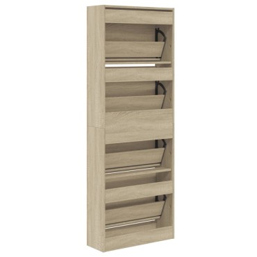 vidaXL Παπουτσοθήκη Sonoma Δρυς 60x21x163,5cm από Επεξεργασμένο Ξύλο
